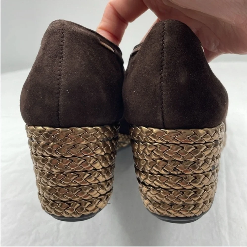 NEW! Lauren Ralph Lauren Cambree Suede Metallic Taupe Wedges. 9.5B.